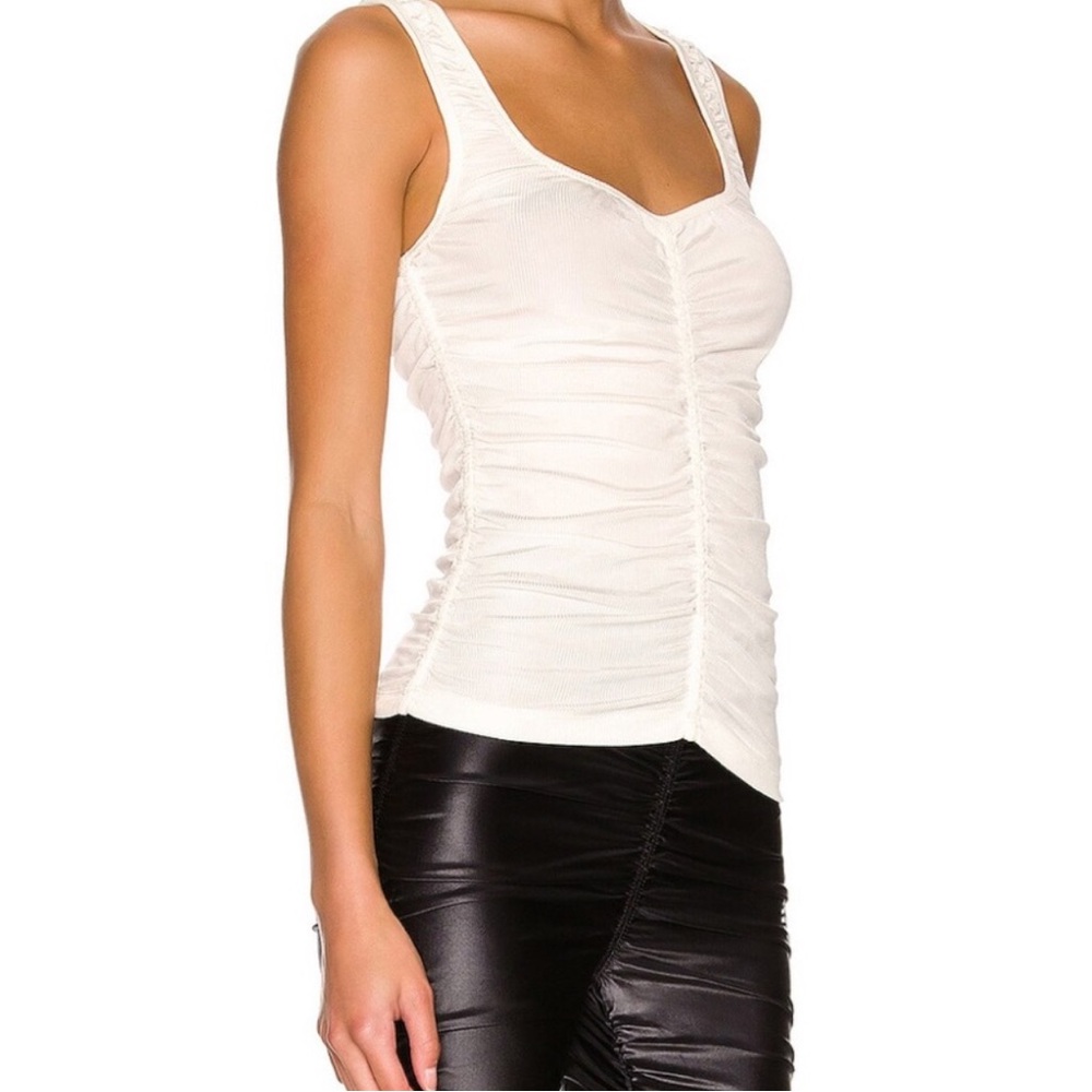 Alexander Wang White Ruched Tank Top Size Small